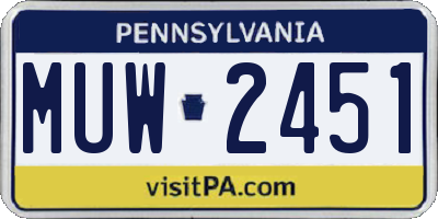 PA license plate MUW2451