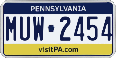 PA license plate MUW2454