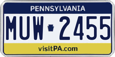 PA license plate MUW2455