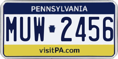PA license plate MUW2456