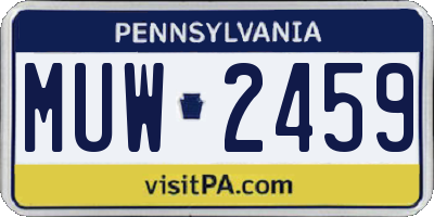 PA license plate MUW2459