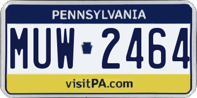 PA license plate MUW2464