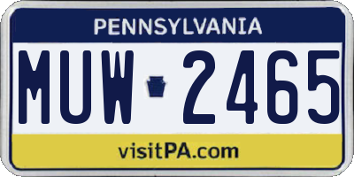 PA license plate MUW2465