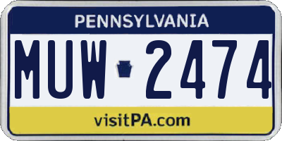 PA license plate MUW2474