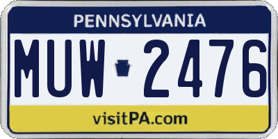 PA license plate MUW2476