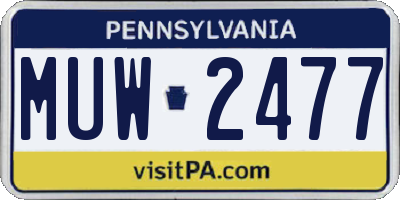 PA license plate MUW2477