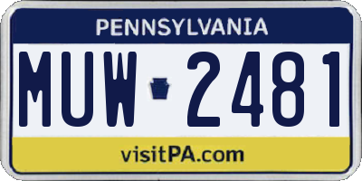 PA license plate MUW2481
