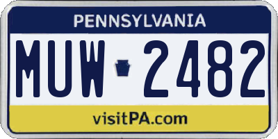 PA license plate MUW2482