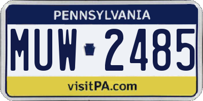 PA license plate MUW2485