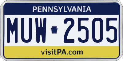 PA license plate MUW2505