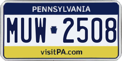 PA license plate MUW2508