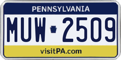 PA license plate MUW2509
