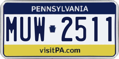 PA license plate MUW2511