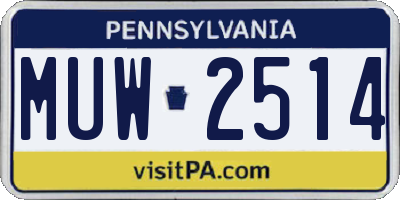 PA license plate MUW2514