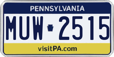PA license plate MUW2515