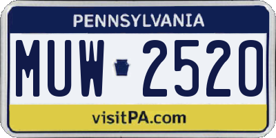 PA license plate MUW2520