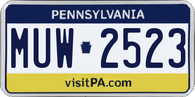PA license plate MUW2523