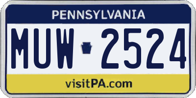 PA license plate MUW2524