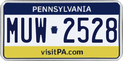 PA license plate MUW2528