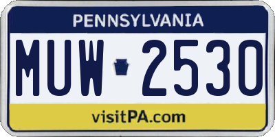 PA license plate MUW2530