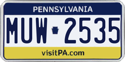 PA license plate MUW2535