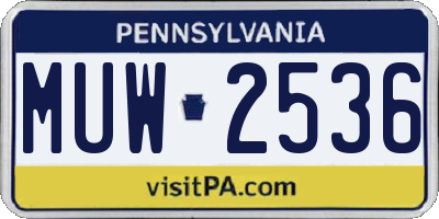 PA license plate MUW2536