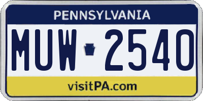 PA license plate MUW2540