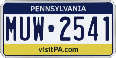 PA license plate MUW2541