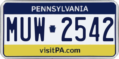 PA license plate MUW2542