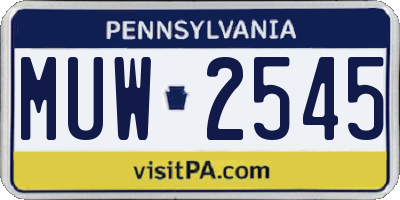 PA license plate MUW2545