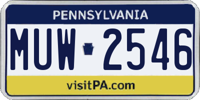PA license plate MUW2546
