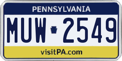 PA license plate MUW2549