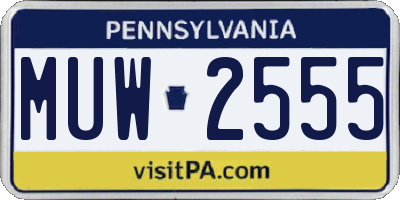 PA license plate MUW2555
