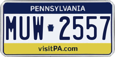 PA license plate MUW2557