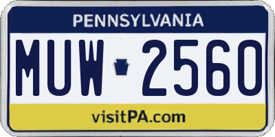 PA license plate MUW2560