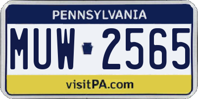 PA license plate MUW2565