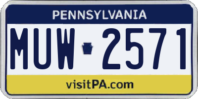 PA license plate MUW2571