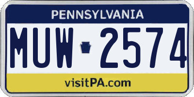 PA license plate MUW2574