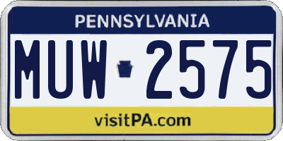 PA license plate MUW2575