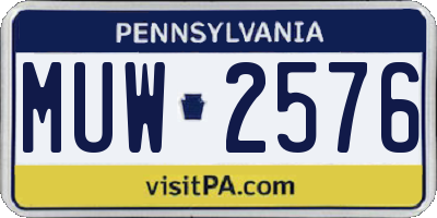 PA license plate MUW2576