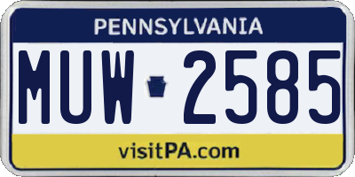 PA license plate MUW2585