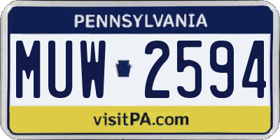 PA license plate MUW2594