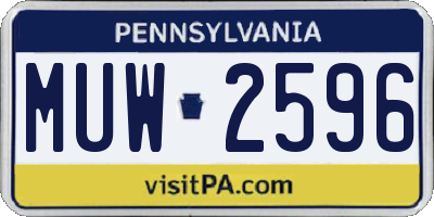 PA license plate MUW2596