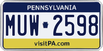 PA license plate MUW2598