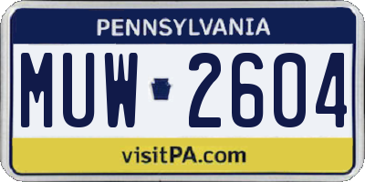 PA license plate MUW2604
