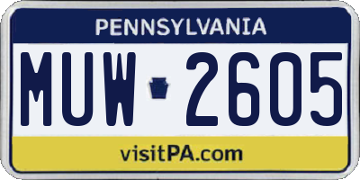 PA license plate MUW2605