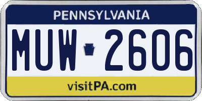 PA license plate MUW2606