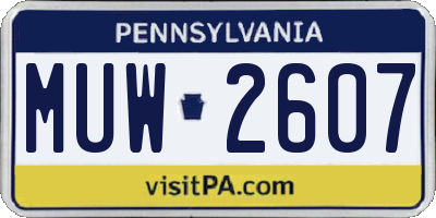 PA license plate MUW2607