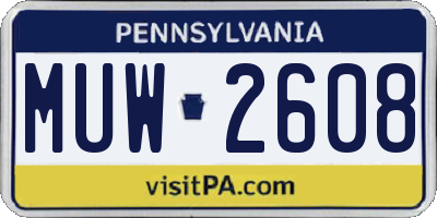 PA license plate MUW2608