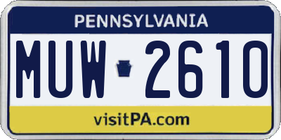 PA license plate MUW2610